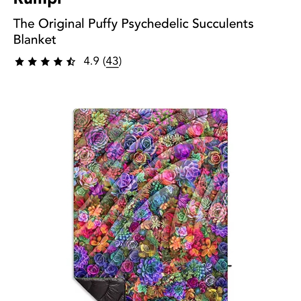 Rumpl Original Puffy Blanket - Multicolor Floral - Picture 3 of 6